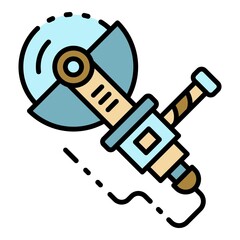 Big angle grinder icon. Outline big angle grinder vector icon color flat isolated