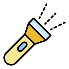 Police flashlight icon. Outline police flashlight vector icon color flat isolated