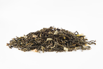 dried jasmine scented tea isolated on white background