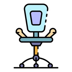 Office desk chair icon. Outline office desk chair vector icon color flat isolated