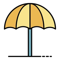 Sun beach umbrella icon. Outline sun beach umbrella vector icon color flat isolated