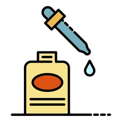 Sunscreen dropper icon. Outline sunscreen dropper vector icon color flat isolated