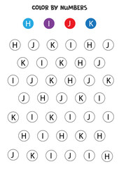 Color letters of alphabet according to the example. Math game for children.
