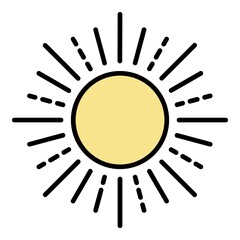 Summer sun icon. Outline summer sun vector icon color flat isolated