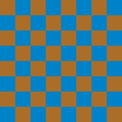 Checkerboard 8 by 8. Blue and Brown colors of checkerboard. Chessboard, checkerboard texture. Squares pattern. Background.