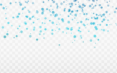 Christmas background. Abstract shining blue snowflake falling on white background. Vector illustration