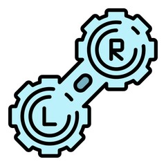 Left right lens box icon. Outline left right lens box vector icon color flat isolated