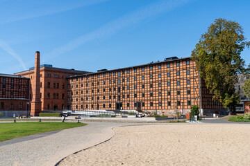 the historic brick industrial buildings on Mill Island in the historic city center of Bygdoszcz