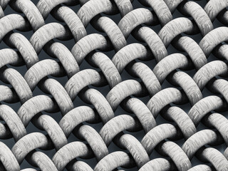 Woven fabric detail under microscope. 3D illustration