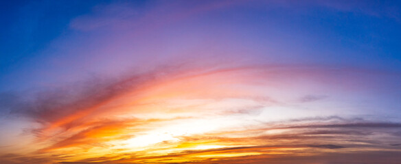 Picture panoramic sky and clouds at twilight.