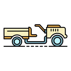 Walking tractor icon. Outline walking tractor vector icon color flat isolated