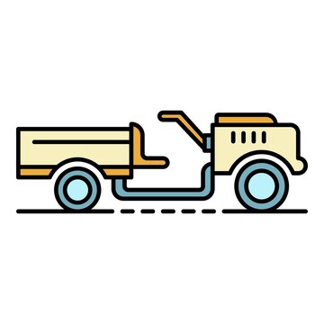 recommend clip art: Walking tractor icon. Outline walking tractor vector icon color flat isolated