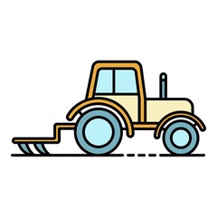 Fototapeta premium Tractor with plow icon. Outline tractor with plow vector icon color flat isolated