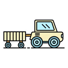 Farm trail machine icon. Outline farm trail machine vector icon color flat isolated