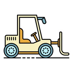 Forklift icon. Outline forklift vector icon color flat isolated