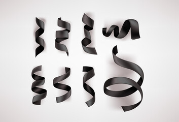 black silk ribbons vector clipart