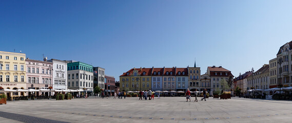 panorama view of the historic Stary Rynek city square in the old town of Bygdoszcz - obrazy, fototapety, plakaty