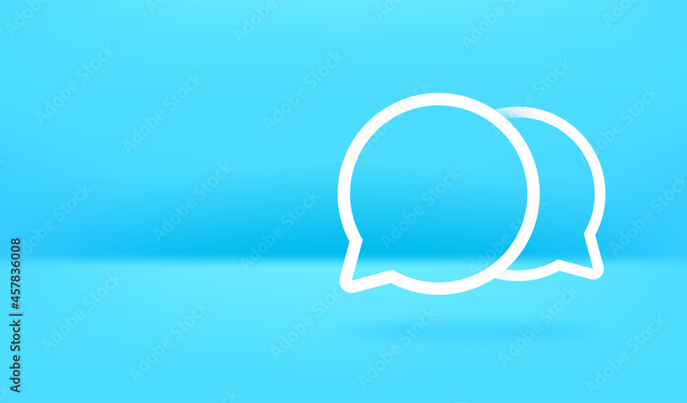 Poster Dialog bubbles on blue background. Horizontal banner with copy space