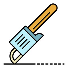 Gasoline saw icon. Outline gasoline saw vector icon color flat isolated