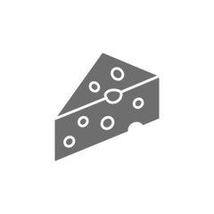 Piece of cheese with holes, delicacy grey icon.