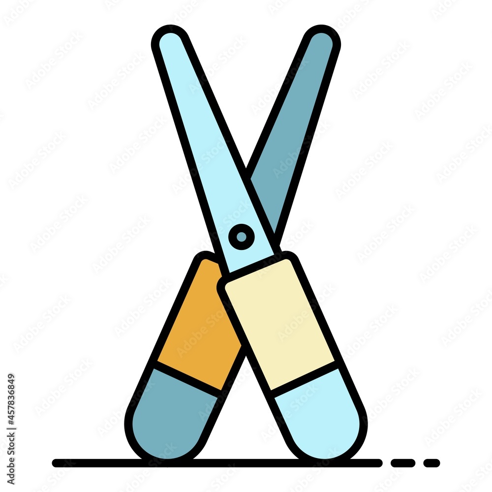 Poster garden scissors icon. outline garden scissors vector icon color flat isolated
