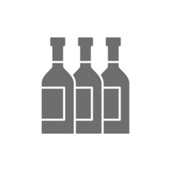 Vector bottles, wine, alcohol, champagne grey icon.