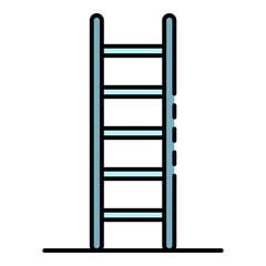 Wood staircase icon. Outline wood staircase vector icon color flat isolated