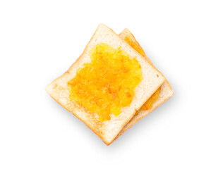 slice of bread with orange jam on white