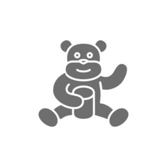 Bear eating sweet honey grey icon. Isolated on white background