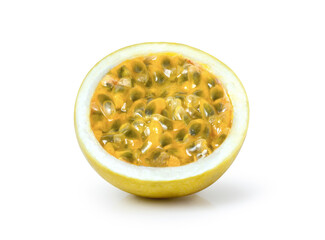Yellow Passion fruit (Maracuya Passiflora) isolated on white background. Clipping path.
