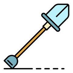 Garden shovel icon. Outline garden shovel vector icon color flat isolated