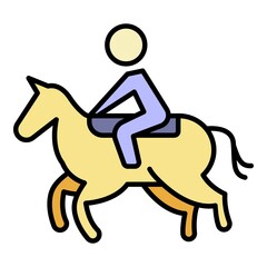 Win horseback riding icon. Outline win horseback riding vector icon color flat isolated