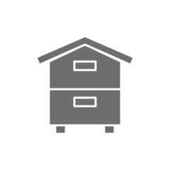 Wooden hive, beehive, apiary, beekeeping grey icon.