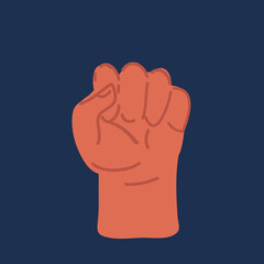 Vector illustration of freedom concept. Fist over dark backround.