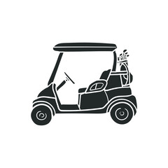 Golf Cart Icon Silhouette Illustration. Golfing Transport Vector Graphic Pictogram Symbol Clip Art. Doodle Sketch Black Sign.