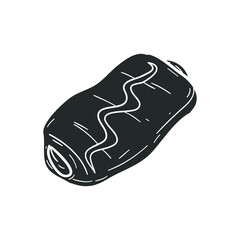 Napolitana Bakery Icon Silhouette Illustration. Sweets and Desserts Vector Graphic Pictogram Symbol Clip Art. Doodle Sketch Black Sign.