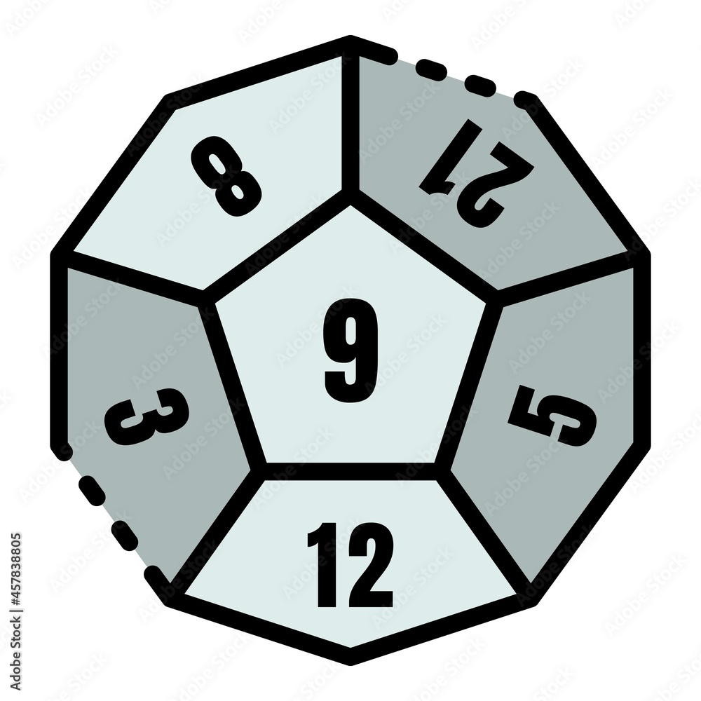 Aufkleber number dice icon. outline number dice vector icon color flat isolated