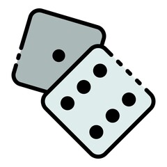 Dice one six face icon. Outline dice one six face vector icon color flat isolated