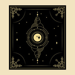 Celestial mystical tarot cards Elements of esoteric, occult, alchemical and witch symbols Zodiac signs Cards with esoteric symbols. Silhouette of hands, stars, moon and crystals spiritual vector