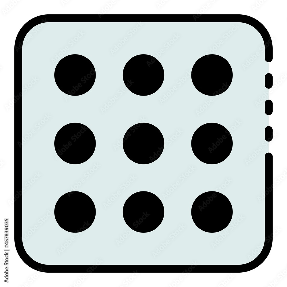 Poster nine point dice icon. outline nine point dice vector icon color flat isolated