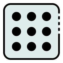 Fototapeta premium Nine point dice icon. Outline nine point dice vector icon color flat isolated