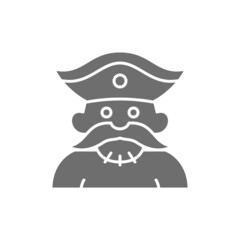 Naklejka premium Sailor, pirate, robber grey icon. Isolated on white background
