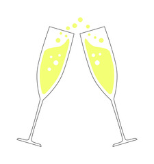 Vector chin chin party illustration. Two wine champagne glasses cheering isolated icon.
