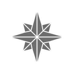Wind rose, compass, navigation grey icon. Isolated on white background