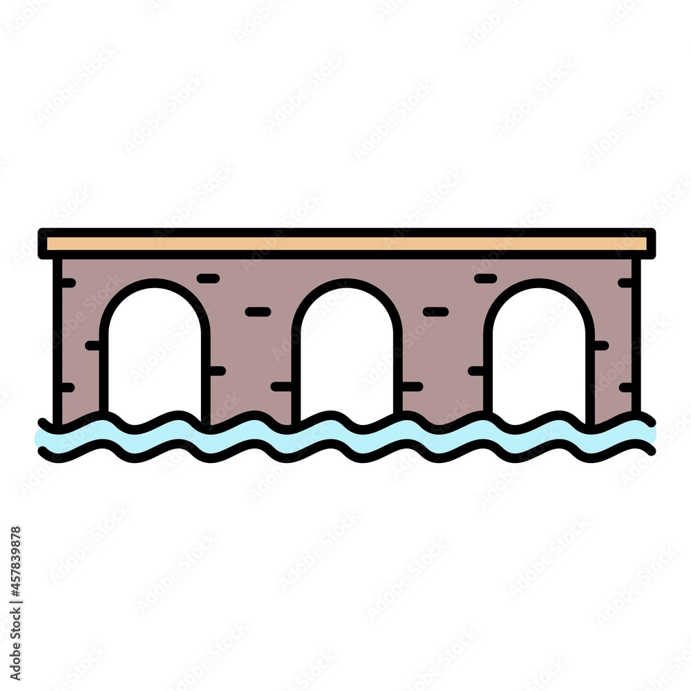 Poster ancient bridge icon. outline ancient bridge vector icon color flat isolated