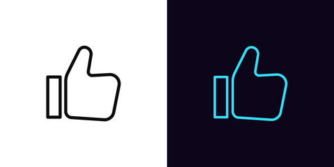Outline thumb up icon, with editable stroke. Linear like sign, approve pictogram
