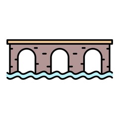 Ancient bridge icon. Outline ancient bridge vector icon color flat isolated