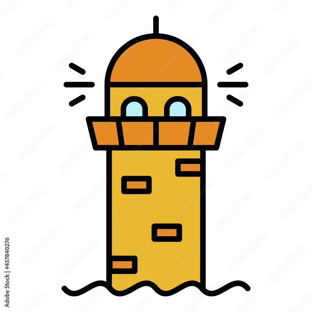 Poster lighthouse icon. outline lighthouse vector icon color flat isolated