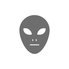 Alien head grey icon. Isolated on white background