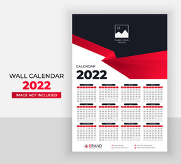 Modern 2022 wall calendar design print template Premium Vector